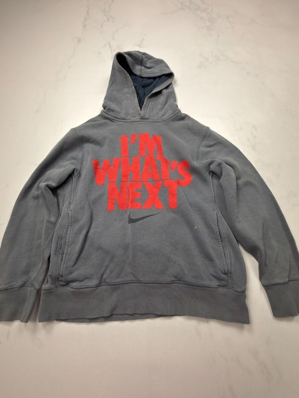 Nike I'M WHAT'S NEXT Hoodie Gray 2000s Streetwear - Boys L